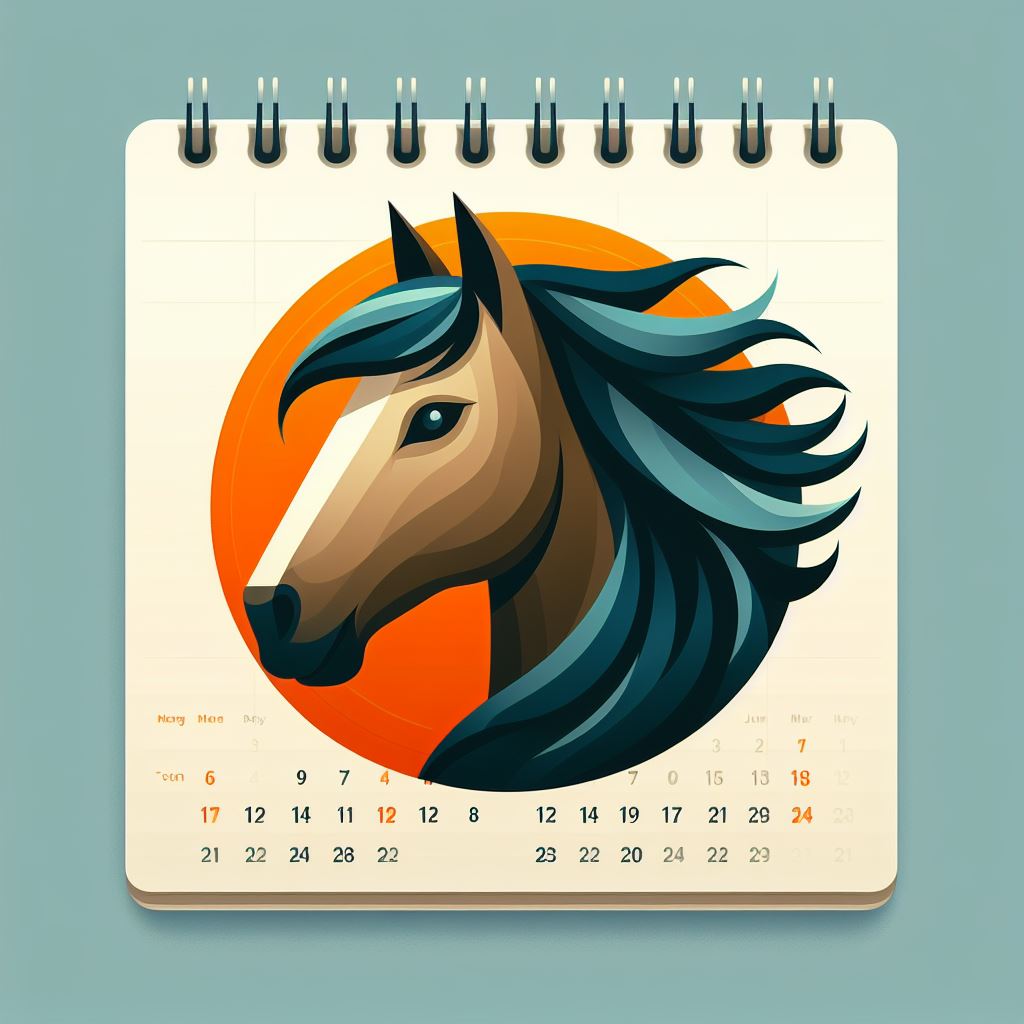 A calendar with a picture of a horse on it